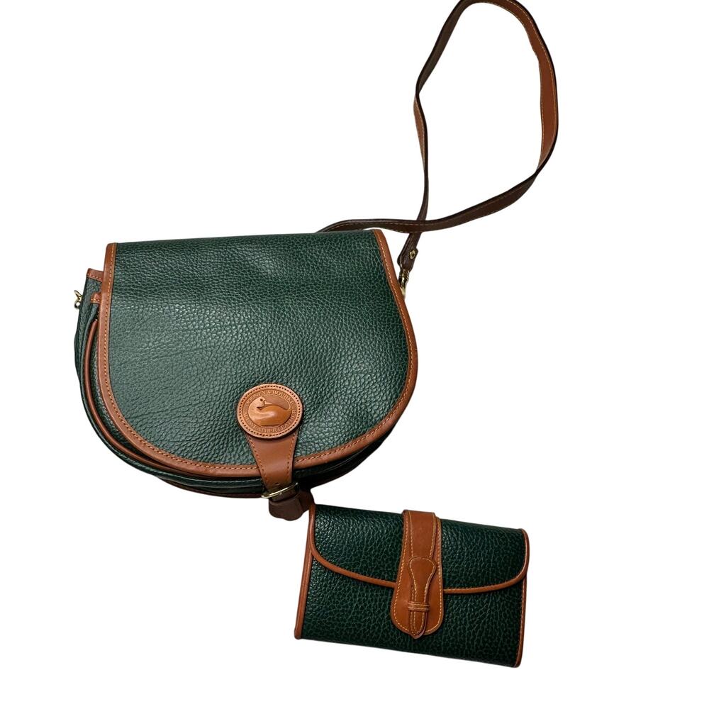 Vintage Green And Brown Crossbody Bag and Wallet